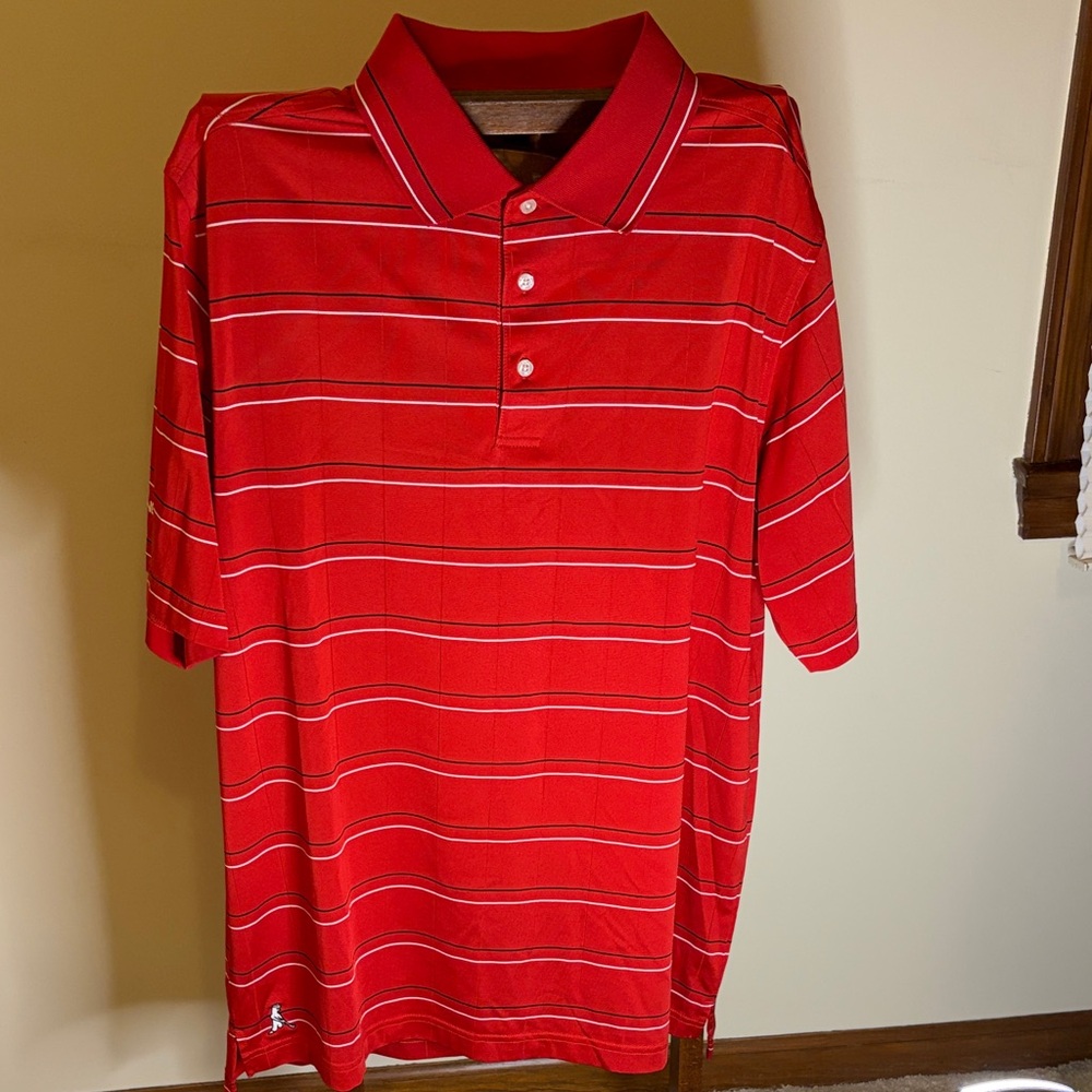 Ping Red and White Striped Men's Polo Shirt
